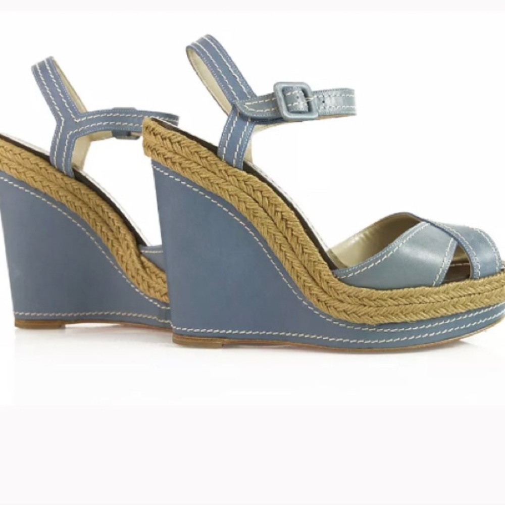 👠SOLD👠 Louboutin Blue wedge platform sandals - Picture 7 of 8